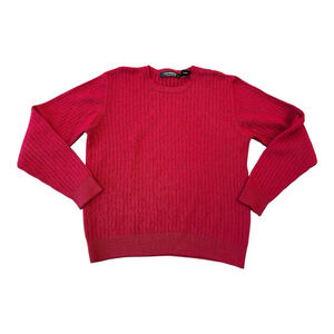 Liz Claiborne Collection Merino Wool Cable Knit Crew Neck Sweater M Red